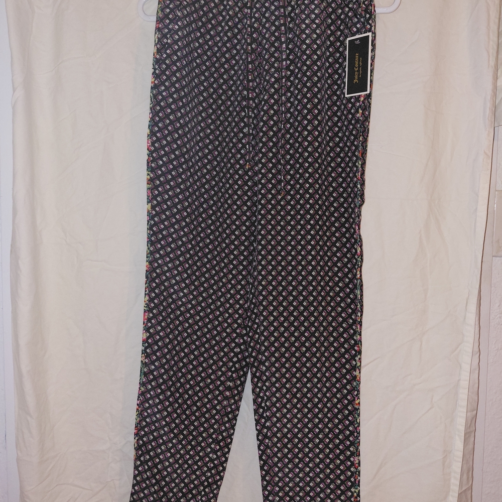 Juicy Couture Black Geometric Print Jumpsuit with Pink Accents